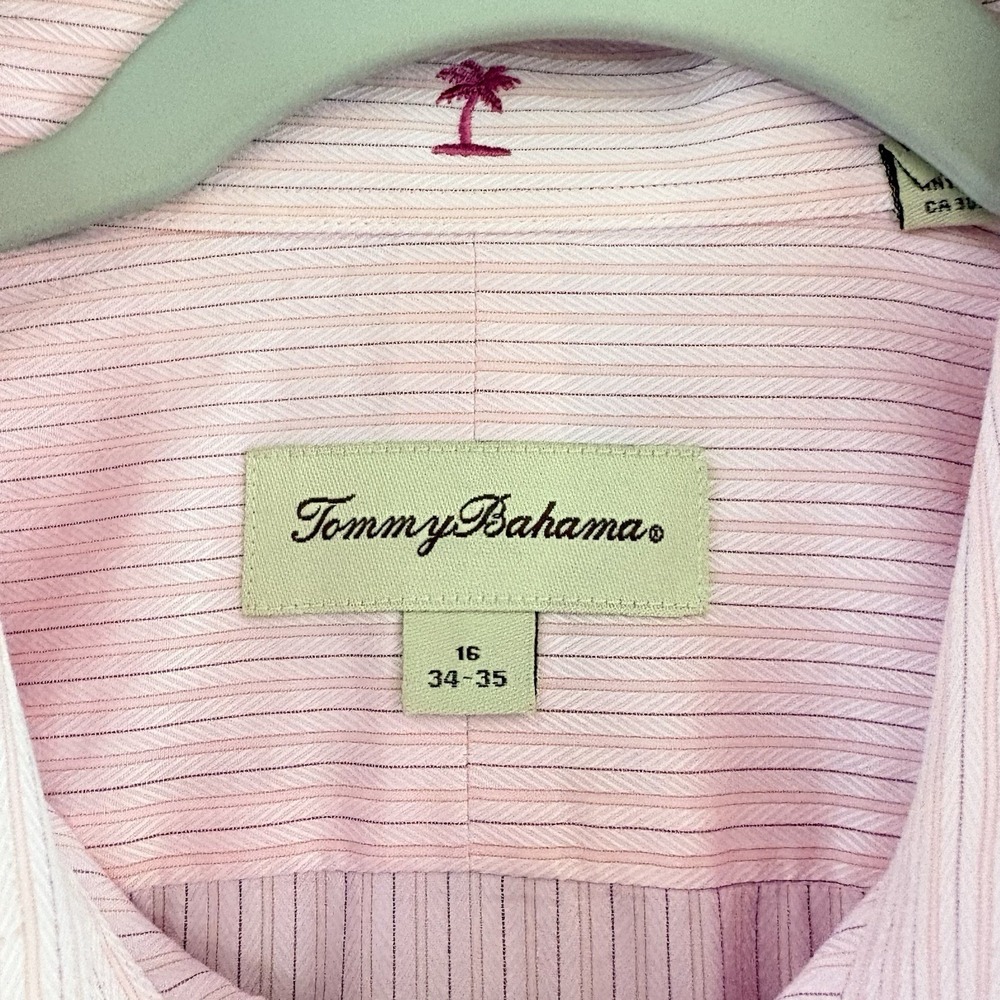 Tommy Bahama Mens Casual Button Down Shirt Long Sleeve Pink Plaid Cotton Medium - Picture 10 of 13